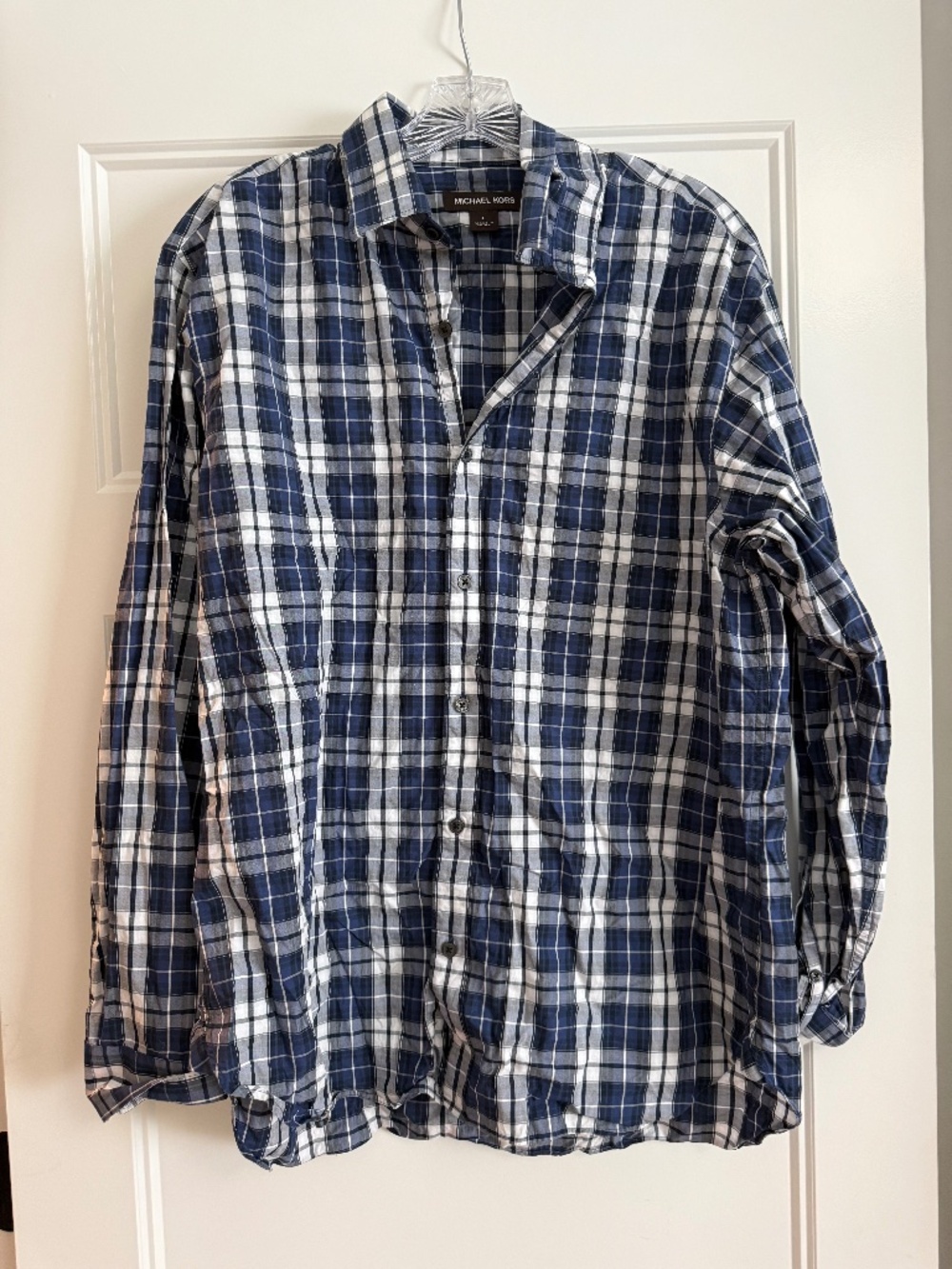 Michael Kors Blue Plaid Button Down